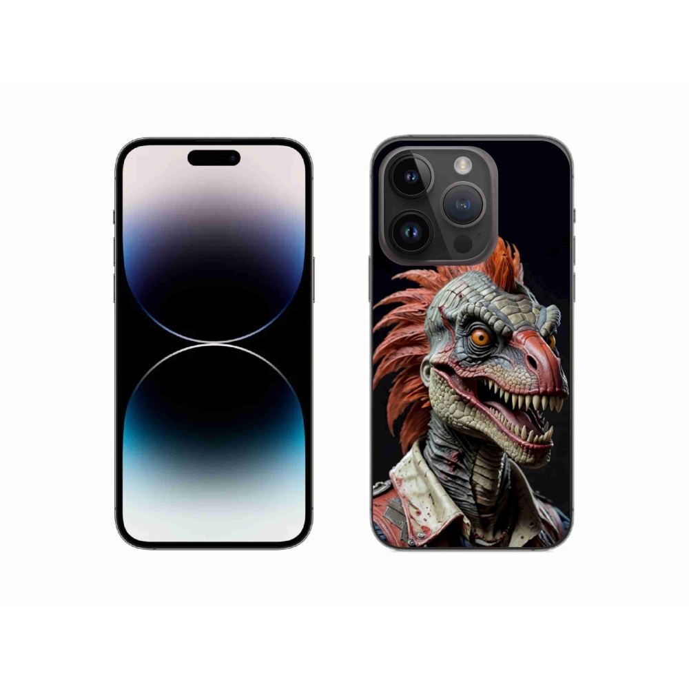 Gélový kryt mmCase na iPhone 14 Pro - punk dinosaurus