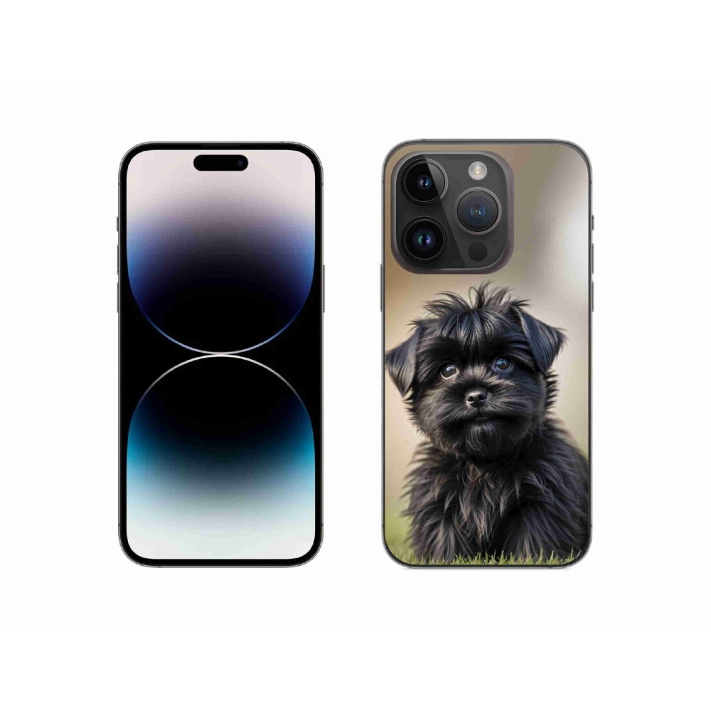 Gélový kryt mmCase na iPhone 14 Pro - roztomilý čierny psík