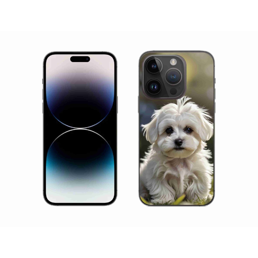 Gélový kryt mmCase na iPhone 14 Pro - roztomilý maltézsky psík
