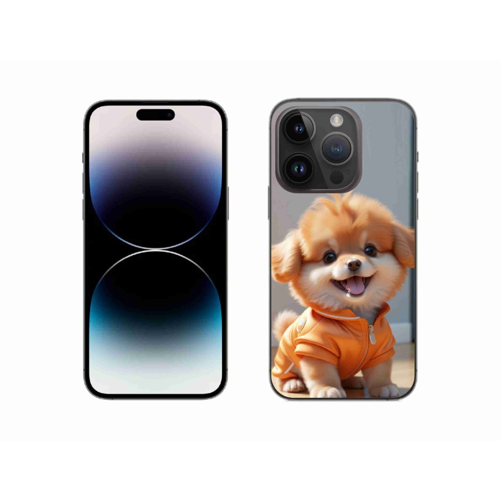 Gélový kryt mmCase na iPhone 14 Pro - roztomilý pomeranian v mikine