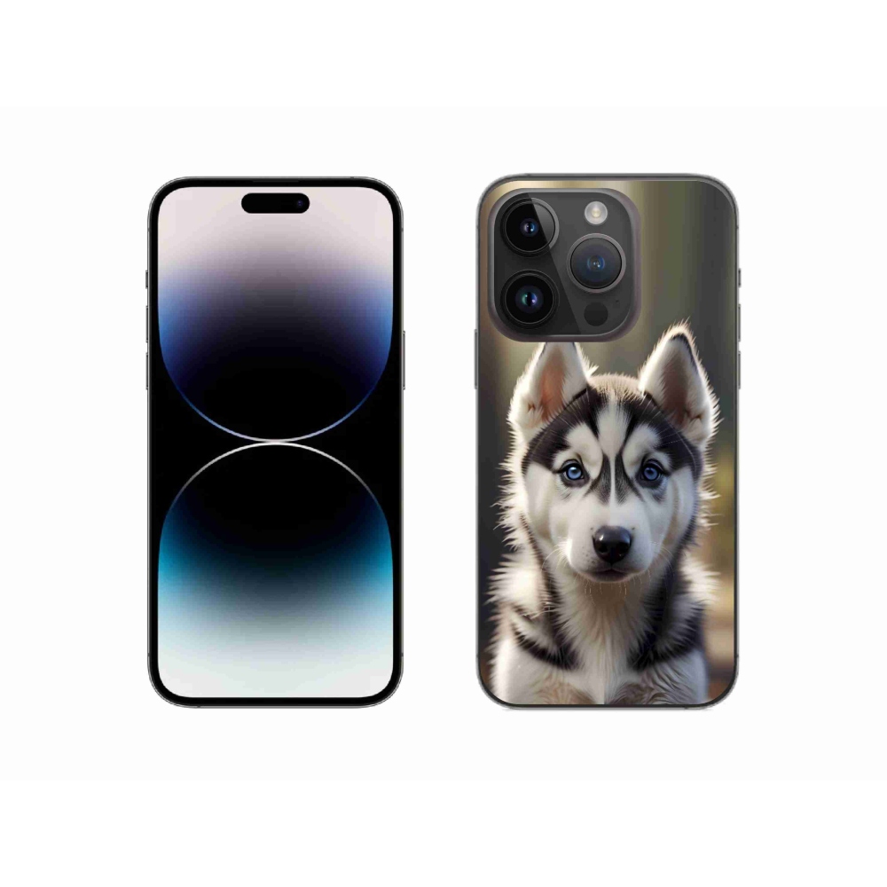 Gélový kryt mmCase na iPhone 14 Pro - roztomilý sibírsky husky