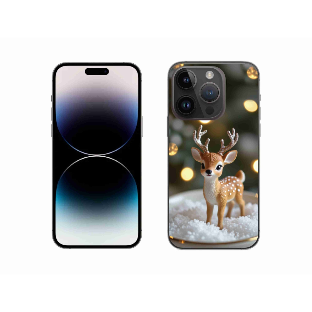 Gélový kryt mmCase na iPhone 14 Pro - roztomilý vianočný jeleň