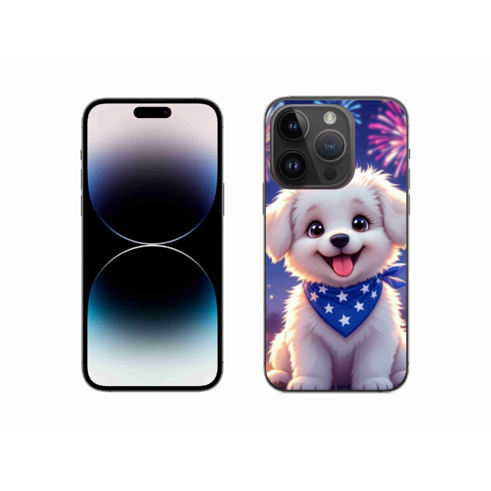 Gélový kryt mmCase na iPhone 14 Pro - slávnostné šteňa