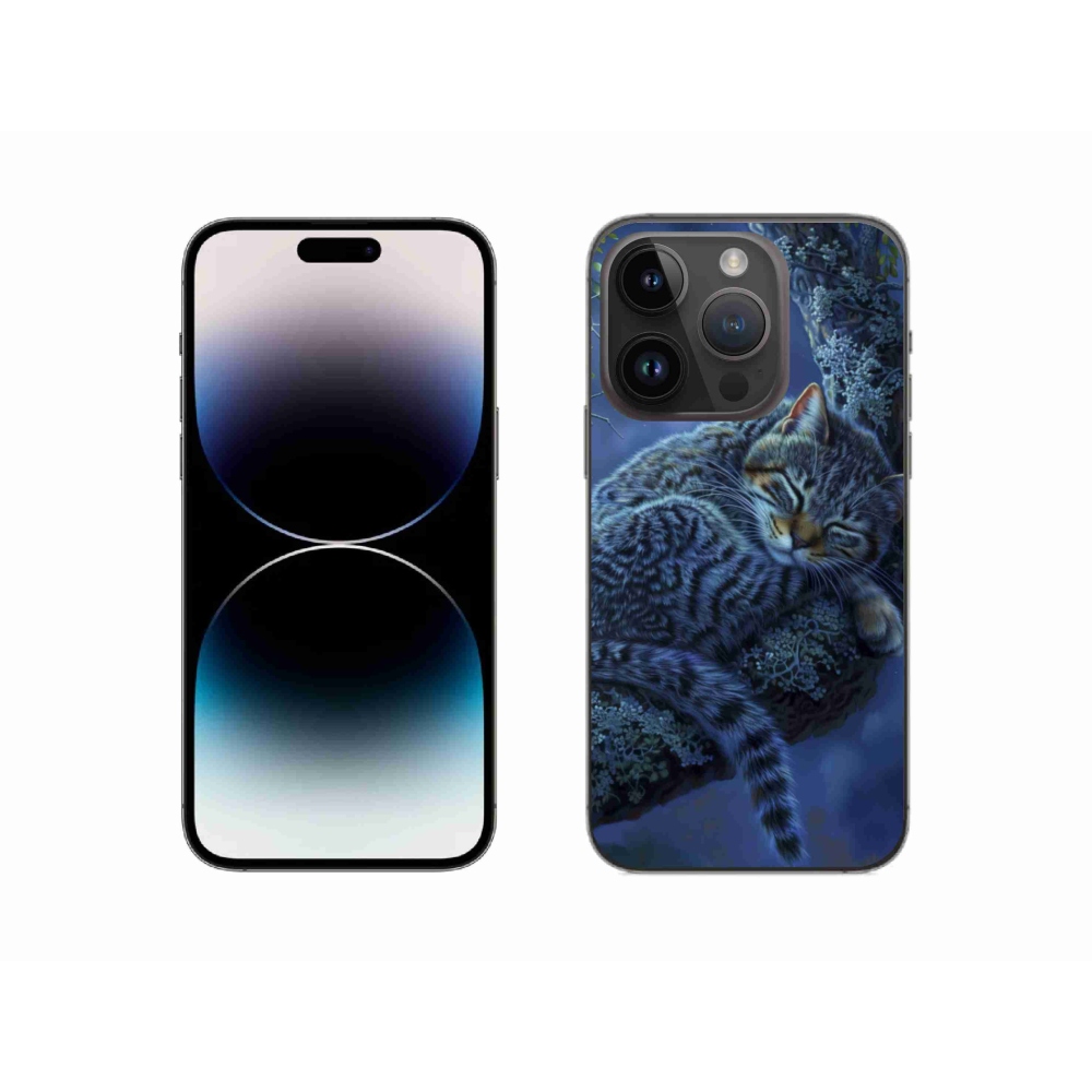 Gélový kryt mmCase na iPhone 14 Pro - spiaca mačka