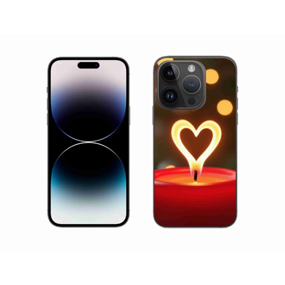 Gélový kryt mmCase na iPhone 14 Pro - srdce z plameňa