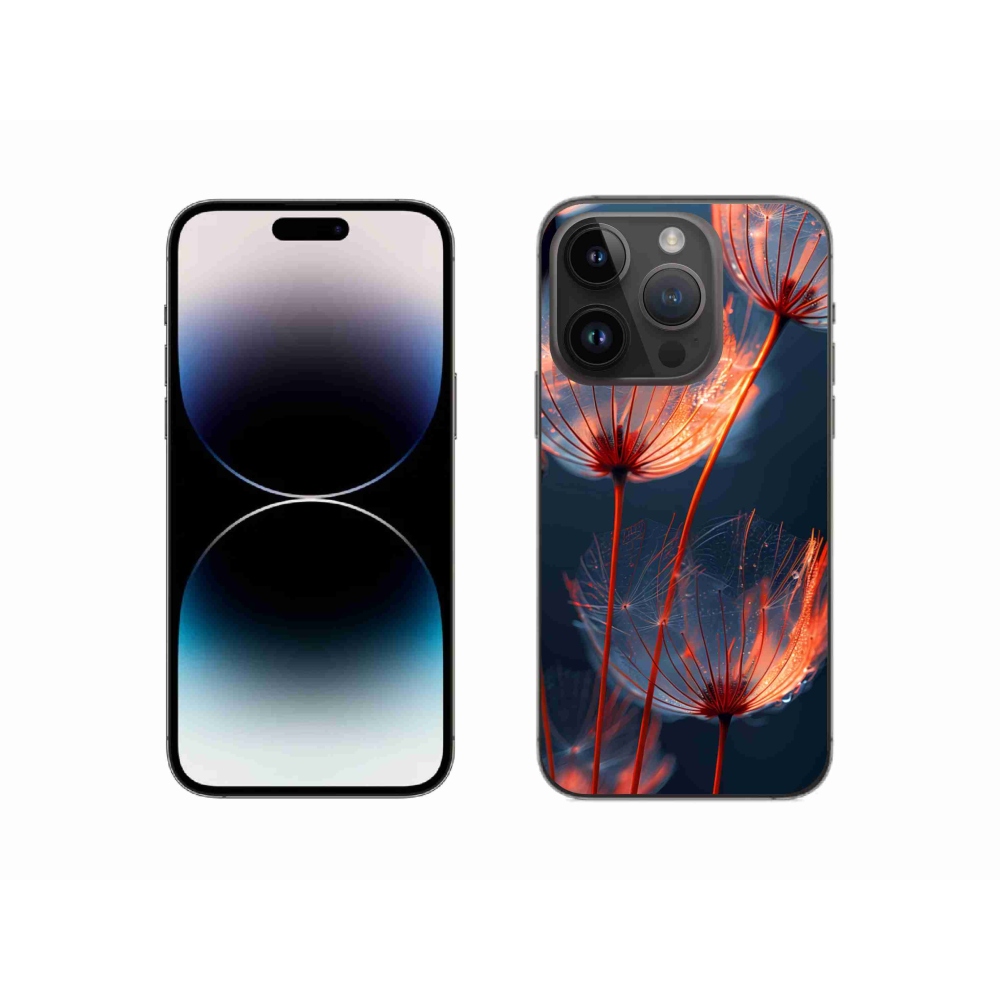 Gélový kryt mmCase na iPhone 14 Pro - svetielkujúce páperie