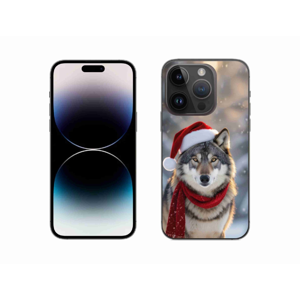 Gélový kryt mmCase na iPhone 14 Pro - vianočný vlk