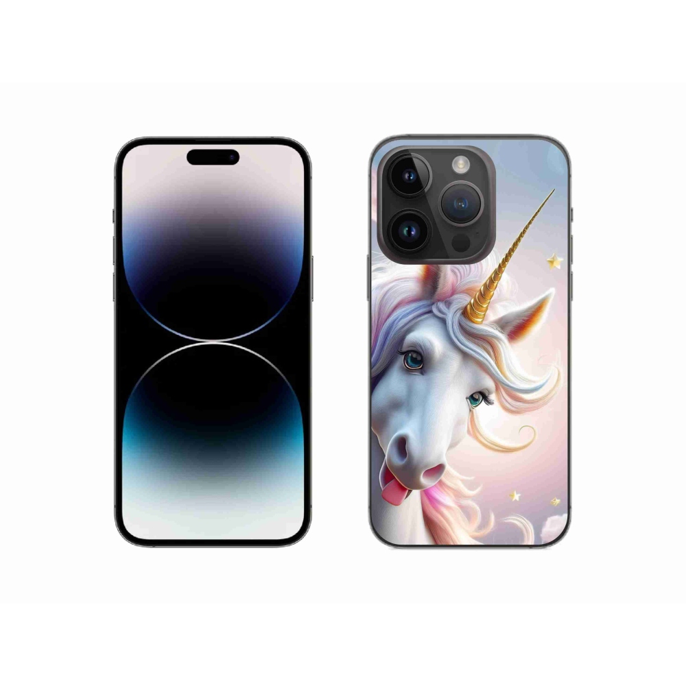 Gélový kryt mmCase na iPhone 14 Pro - veselý jednorožec