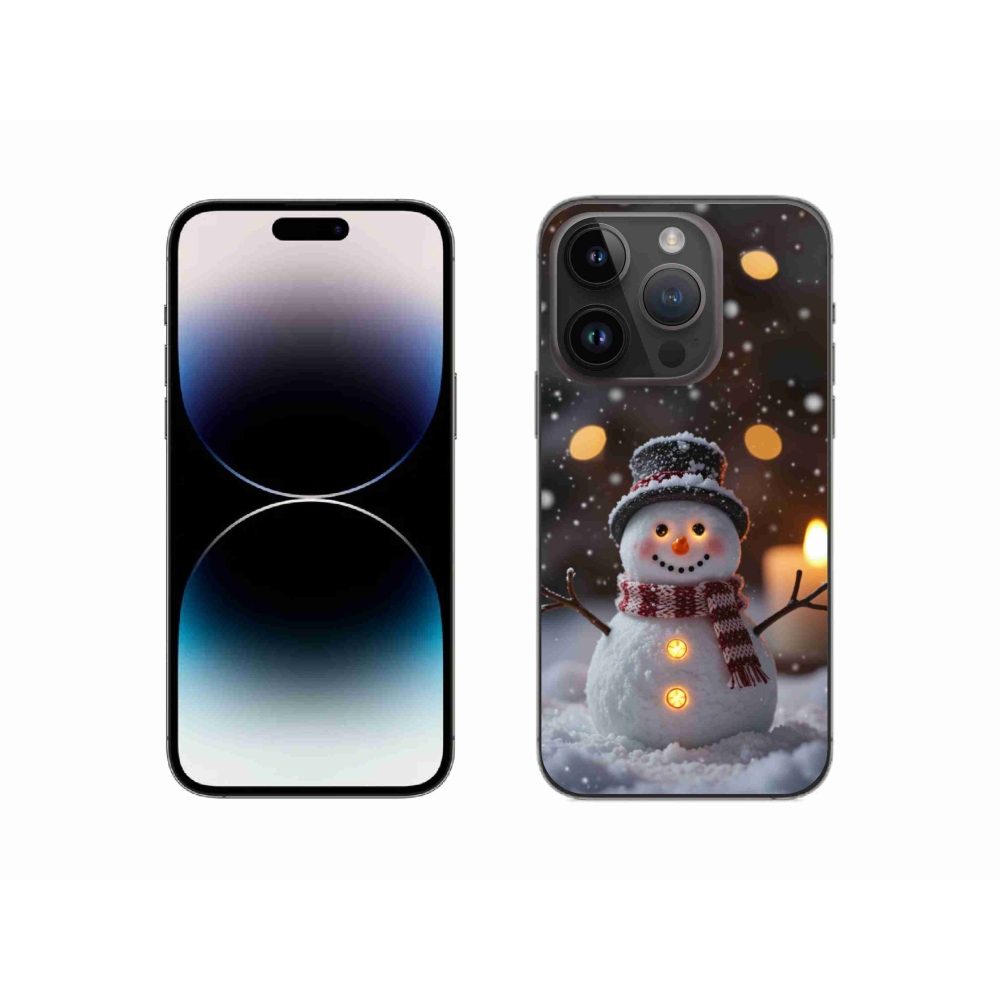 Gélový kryt mmCase na iPhone 14 Pro - veselý snehuliak