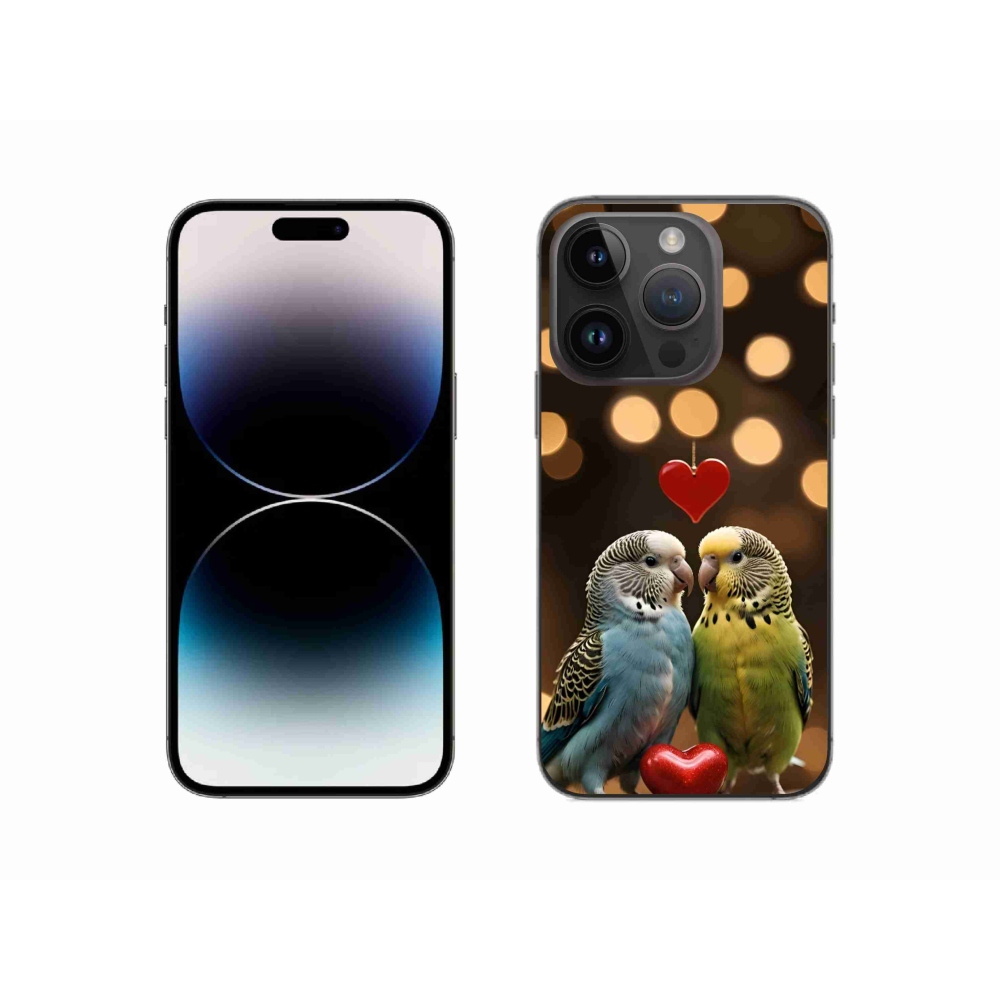 Gélový kryt mmCase na iPhone 14 Pro - zamilovaní papagáje