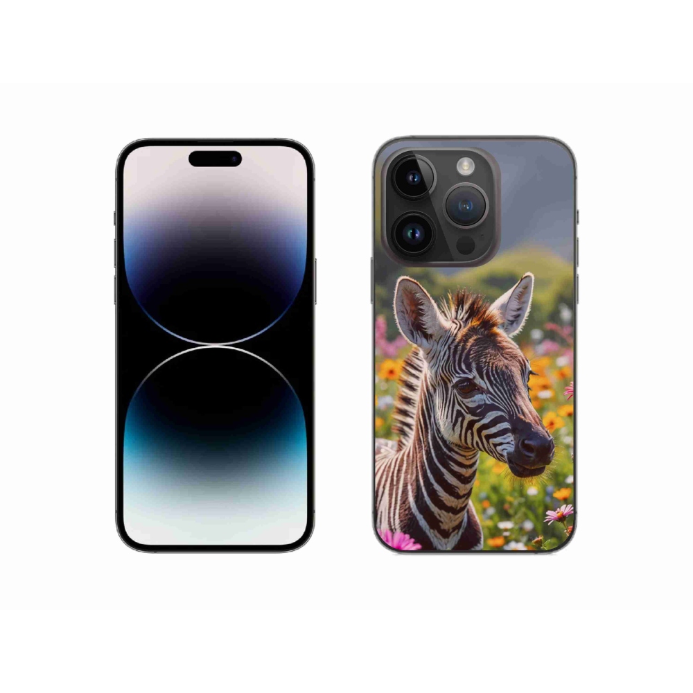 Gélový kryt mmCase na iPhone 14 Pro - zebra na lúke