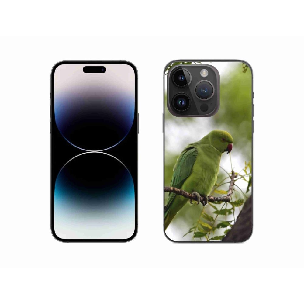 Gélový kryt mmCase na iPhone 14 Pro - zelený papagáj