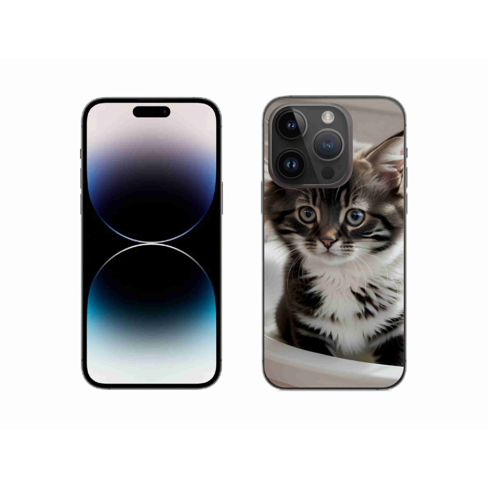 Gélový kryt mmCase na iPhone 14 Pro - zvedavé mačiatko