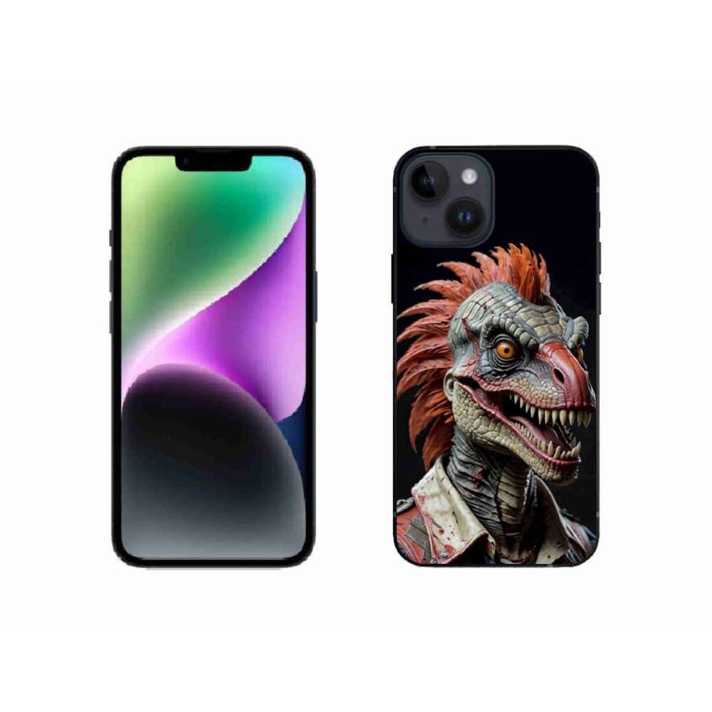 Gélový kryt mmCase na iPhone 14 - punk dinosaurus