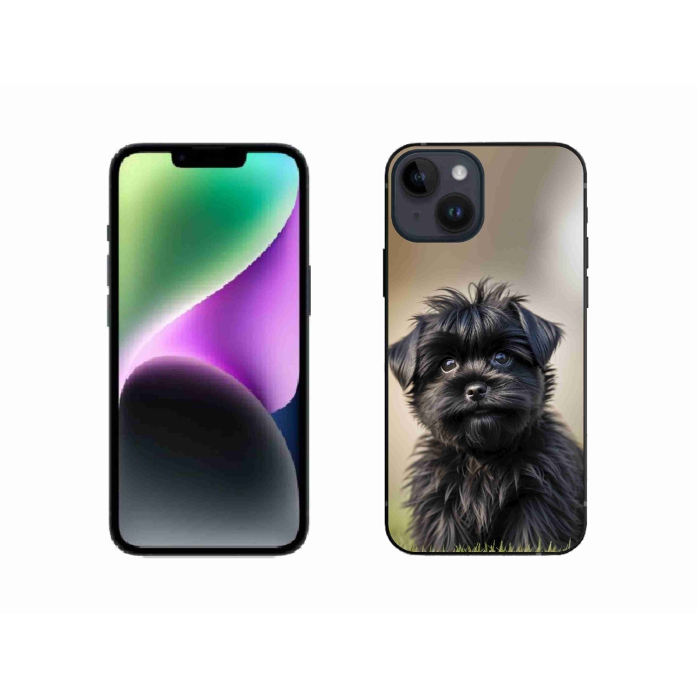Gélový kryt mmCase na iPhone 14 - roztomilý čierny psík