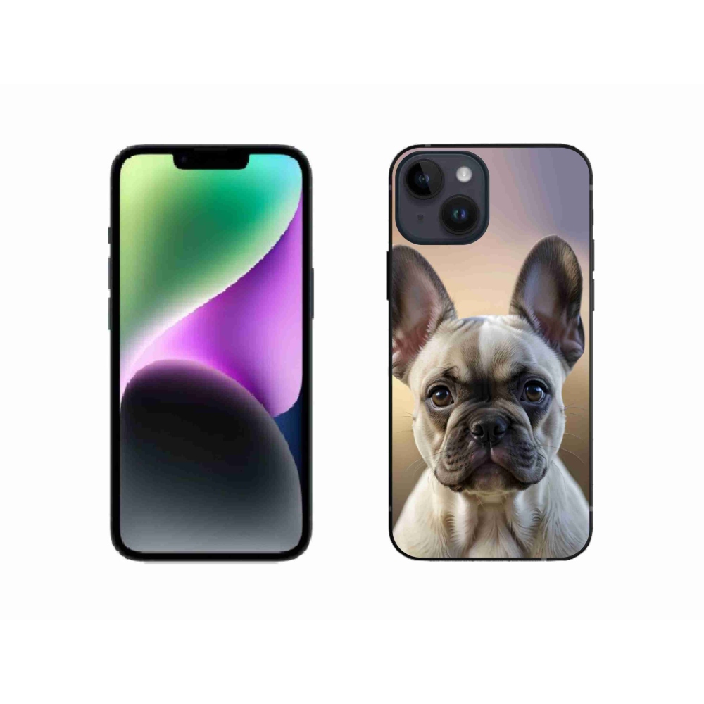 Gélový kryt mmCase na iPhone 14 - roztomilý francúzsky buldoček