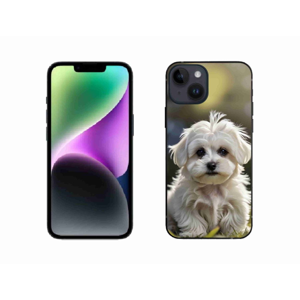 Gélový kryt mmCase na iPhone 14 - roztomilý maltézsky psík
