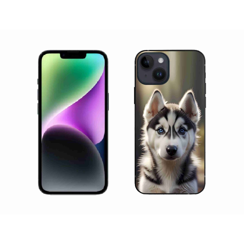 Gélový kryt mmCase na iPhone 14 - roztomilý sibírsky husky