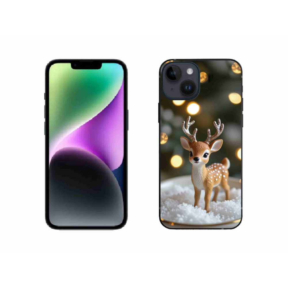 Gélový kryt mmCase na iPhone 14 - roztomilý vianočný jeleň