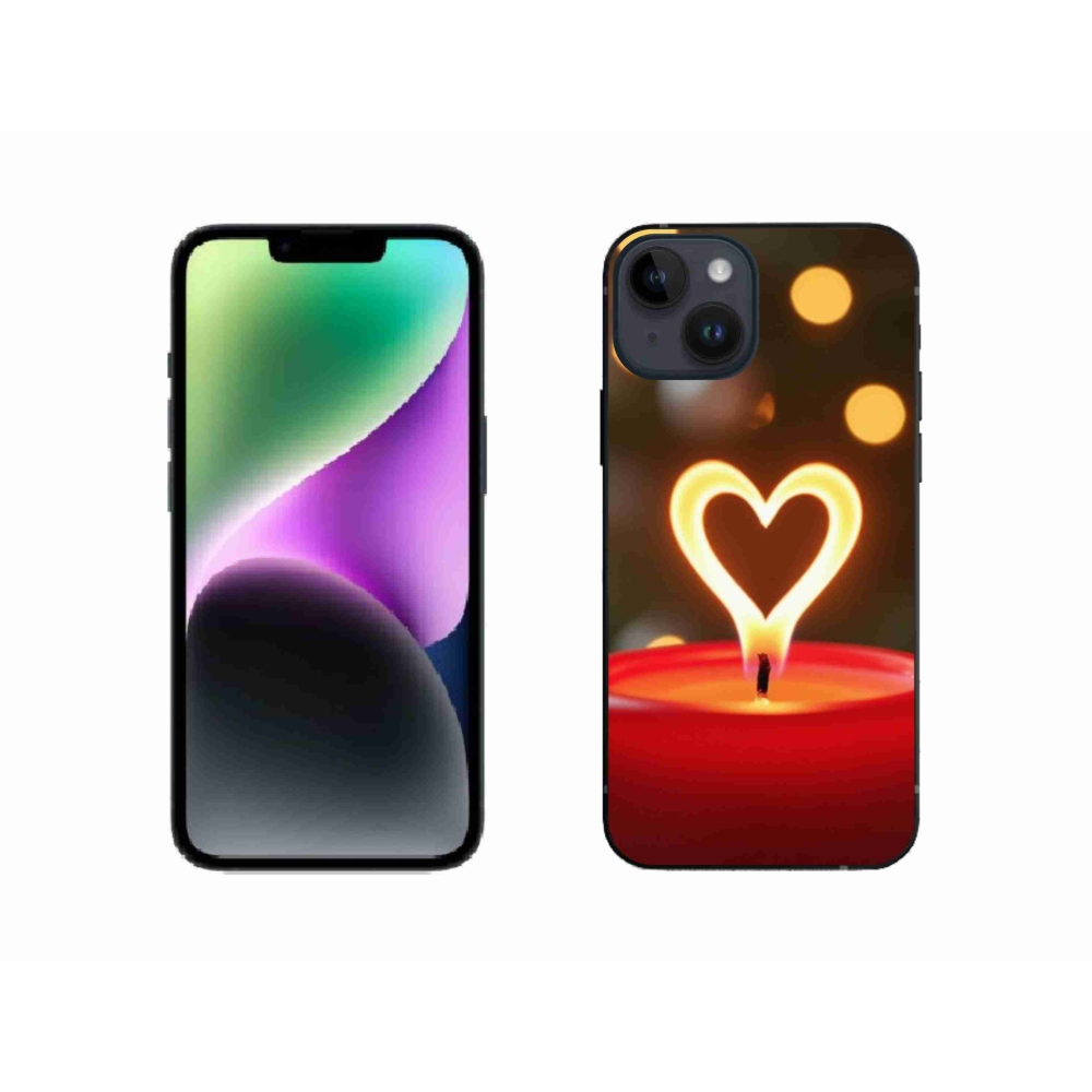 Gélový kryt mmCase na iPhone 14 - srdce z plameňa