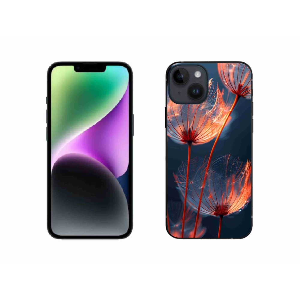 Gélový kryt mmCase na iPhone 14 - svetielkujúce páperie