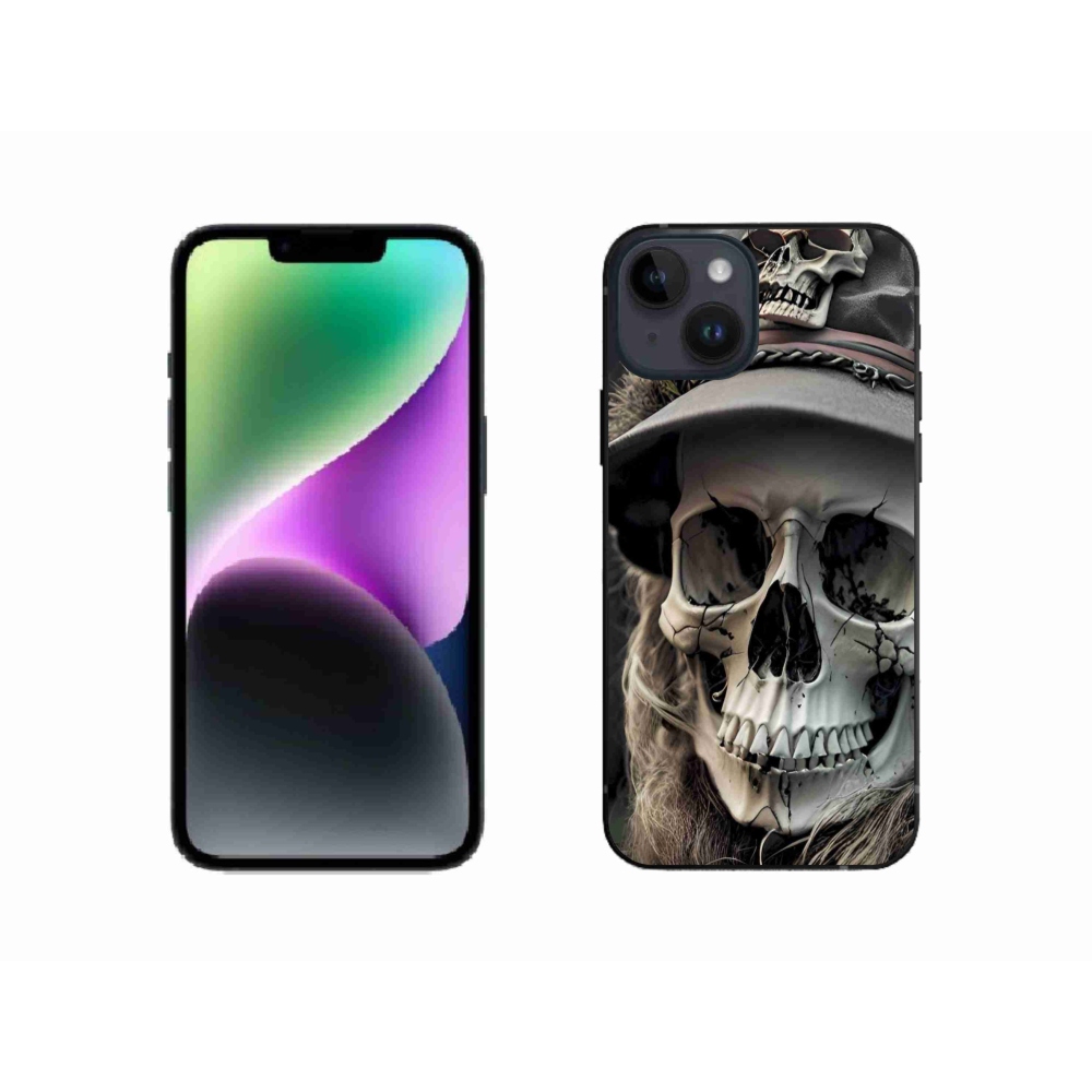 Gélový kryt mmCase na iPhone 14 - temná lebka