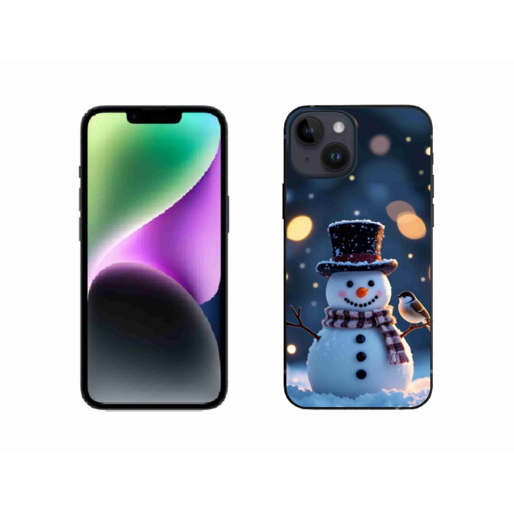 Gélový kryt mmCase na iPhone 14 - vianočný snehuliak