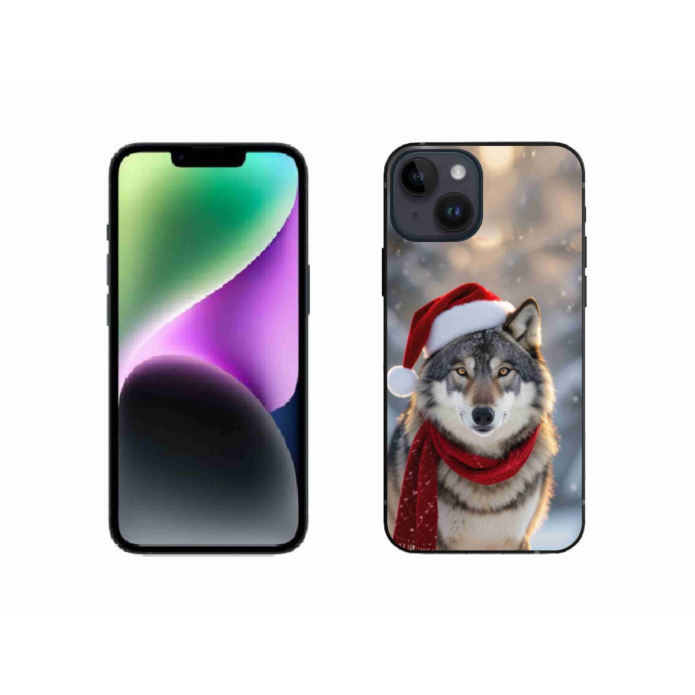 Gélový kryt mmCase na iPhone 14 - vianočný vlk