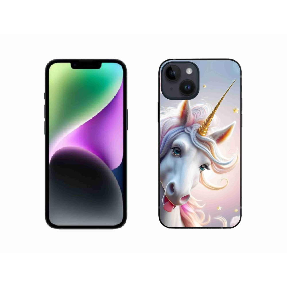 Gélový kryt mmCase na iPhone 14 - veselý jednorožec