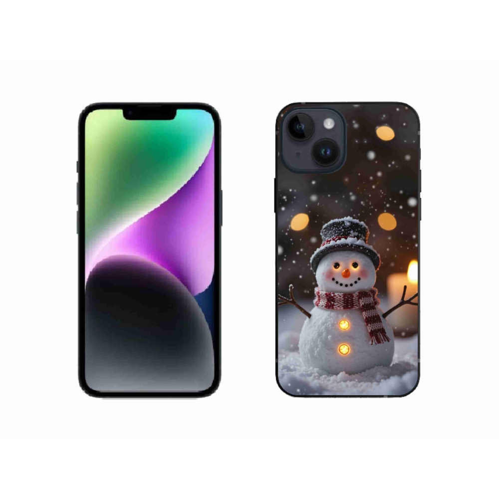 Gélový kryt mmCase na iPhone 14 - veselý snehuliak