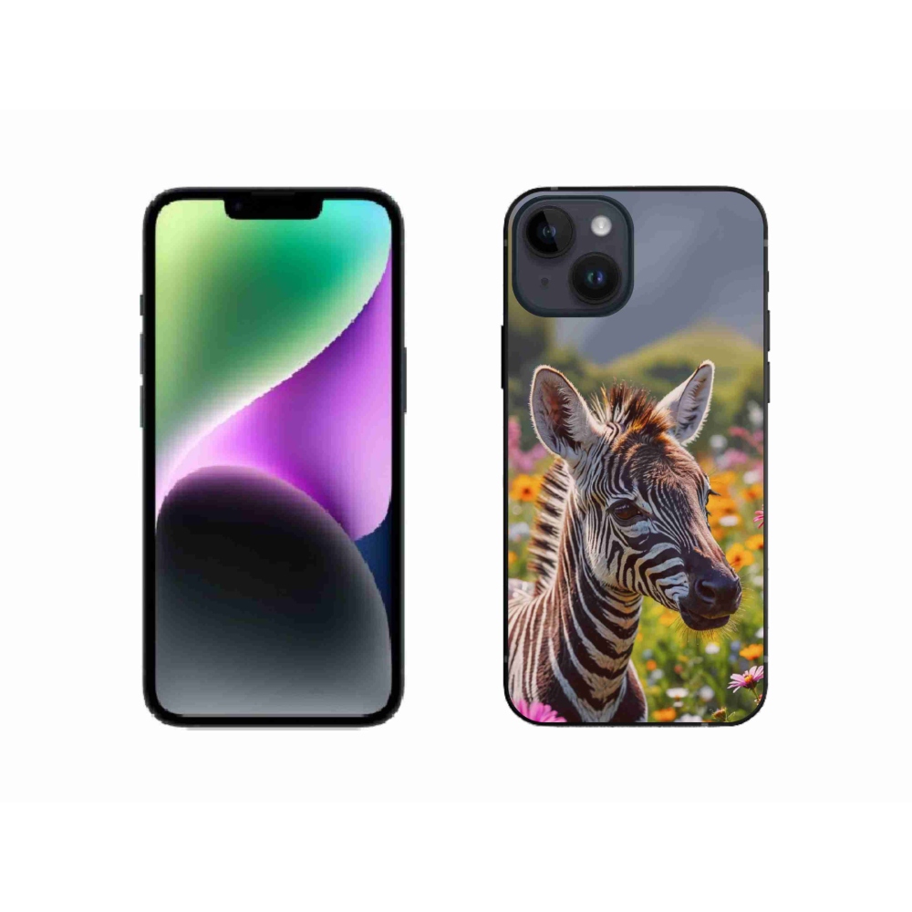 Gélový kryt mmCase na iPhone 14 - zebra na lúke