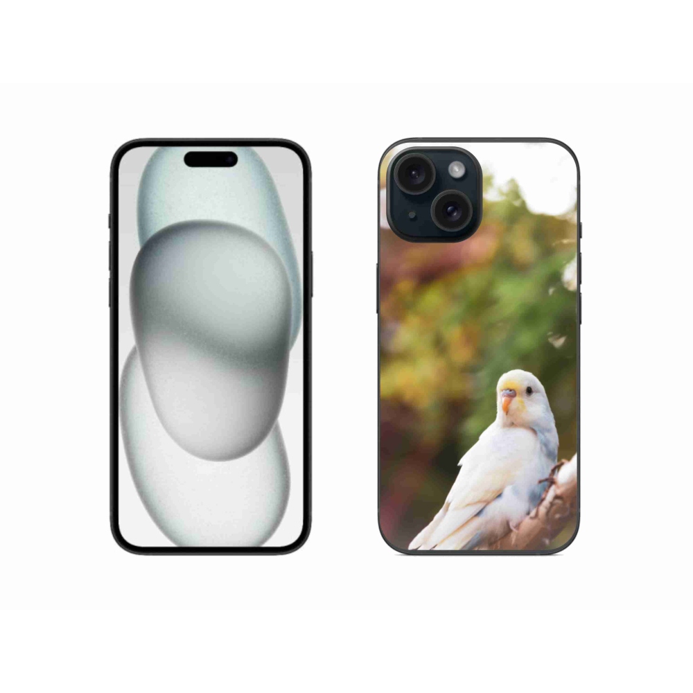 Gélový kryt mmCase na iPhone 15 - andulka biela