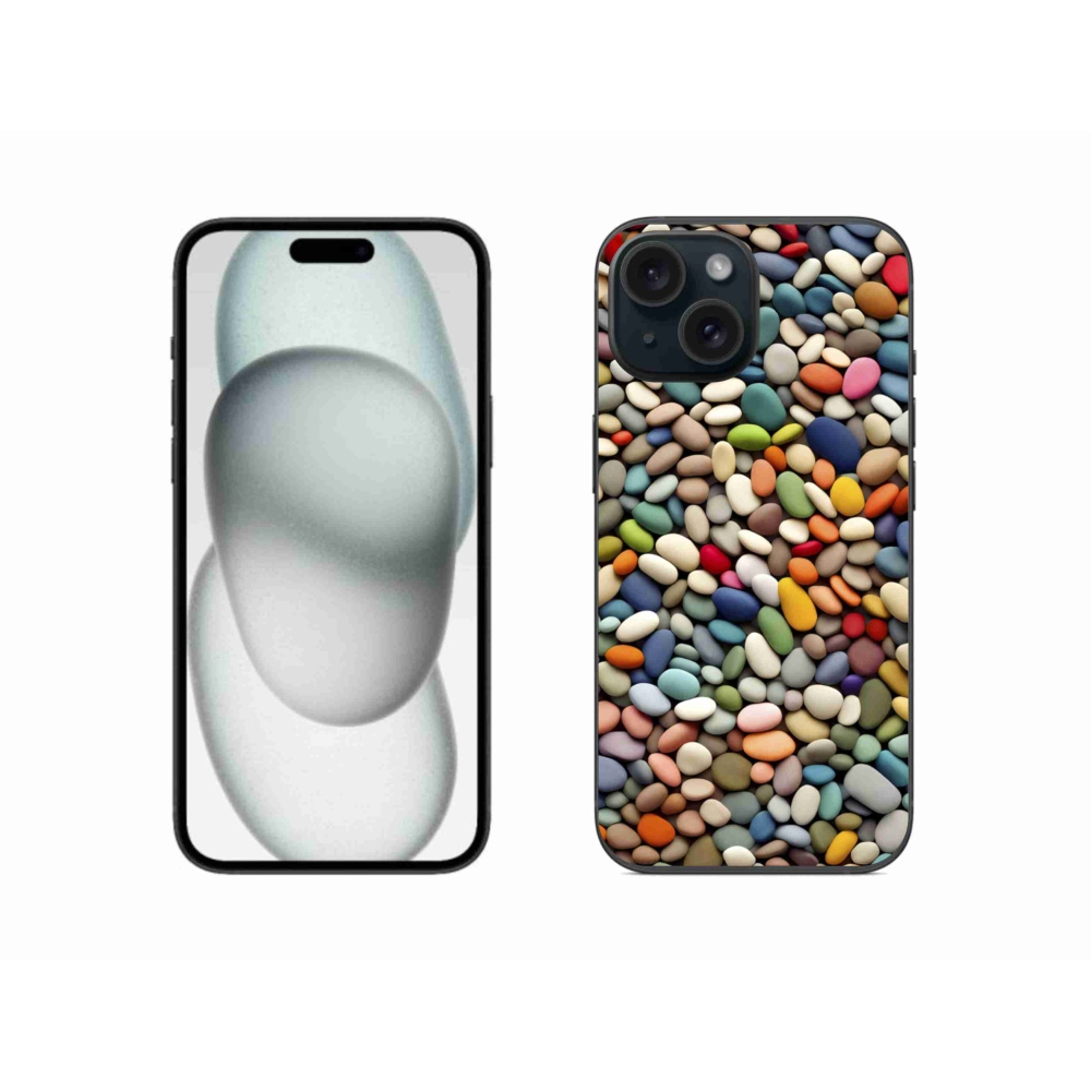 Gélový kryt mmCase na iPhone 15 - farebné kamienky 2