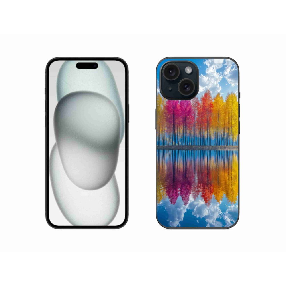 Gélový kryt mmCase na iPhone 15 - farebné stromy