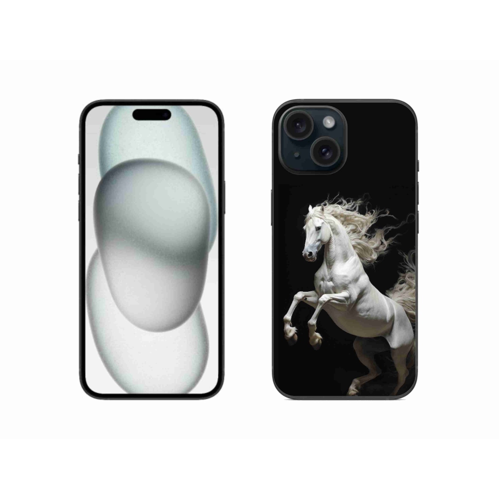 Gélový kryt mmCase na iPhone 15 - biely kôň 4