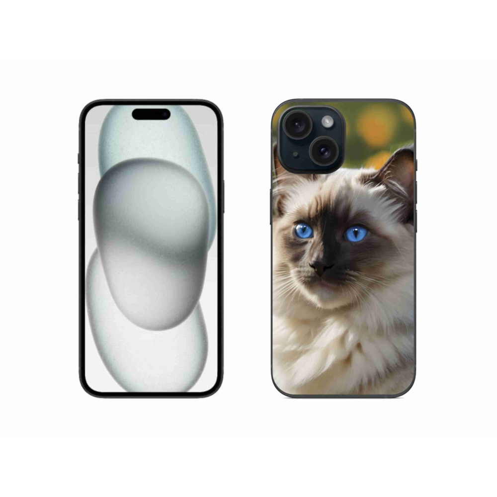Gélový kryt mmCase na iPhone 15 - biely ragdoll