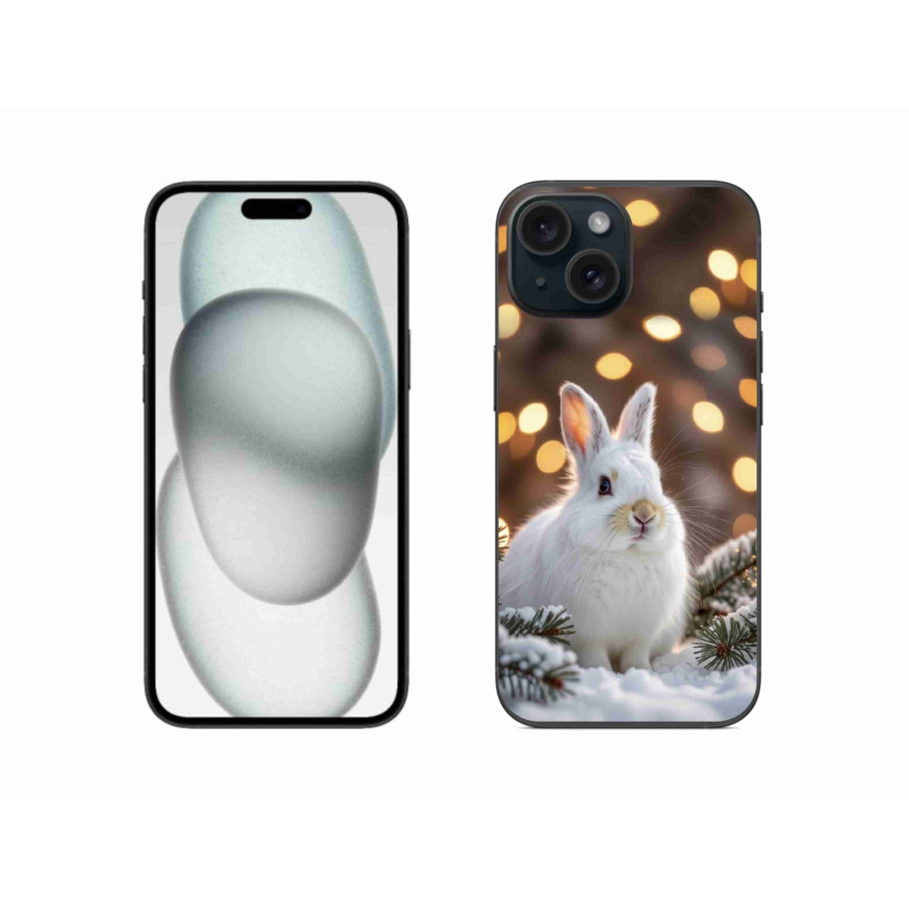 Gélový kryt mmCase na iPhone 15 - biely zajac