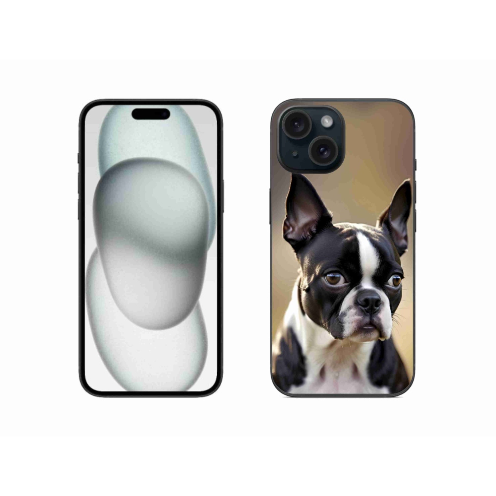 Gélový kryt mmCase na iPhone 15 - bostonský teriér