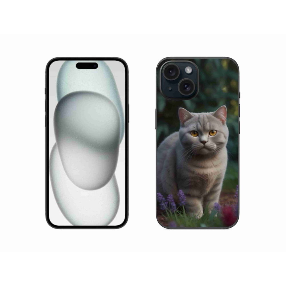 Gélový kryt mmCase na iPhone 15 - britská mačka