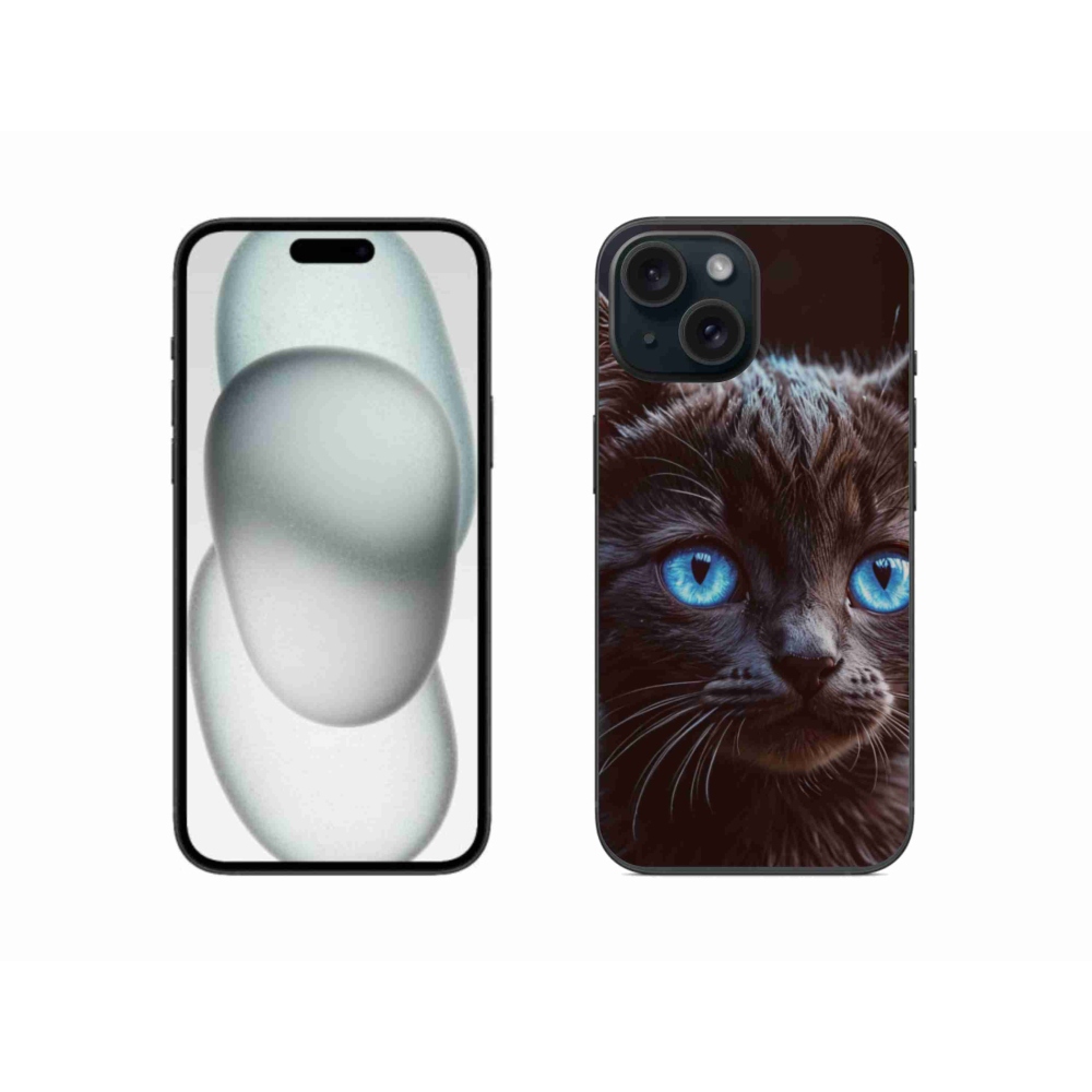 Gélový kryt mmCase na iPhone 15 - čierne mačiatko 2