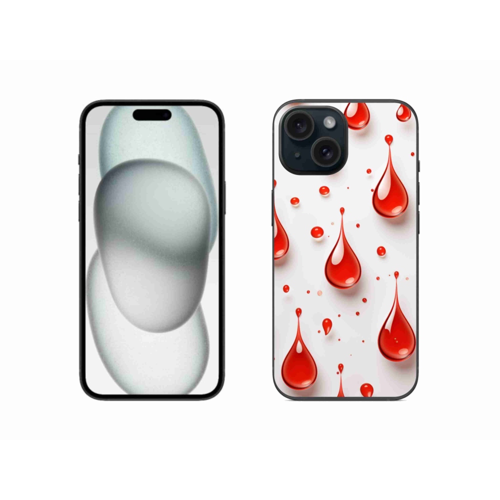 Gélový kryt mmCase na iPhone 15 - červené kvapky