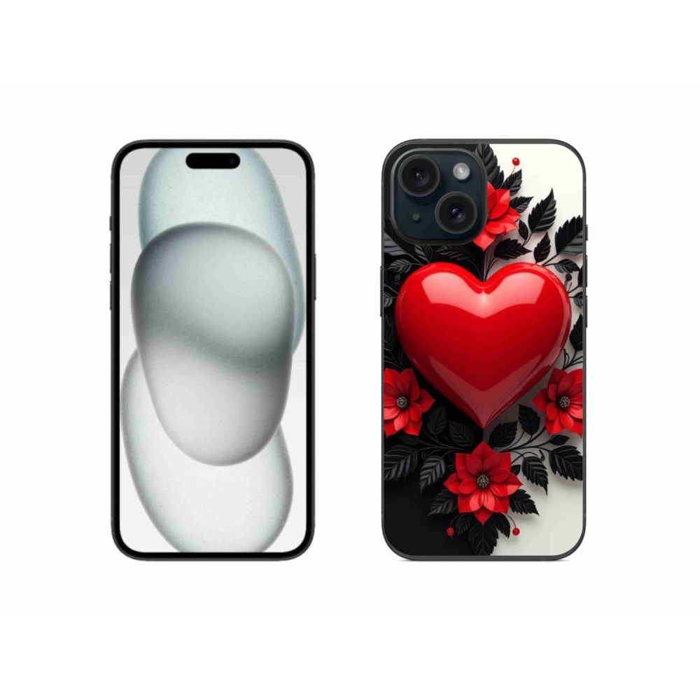 Gélový kryt mmCase na iPhone 15 - červené srdce
