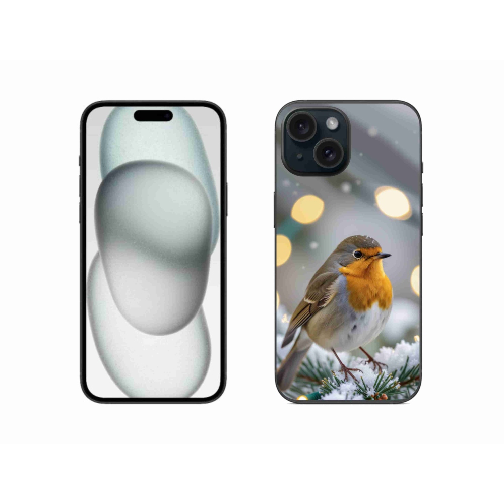 Gélový kryt mmCase na iPhone 15 - červienka v zime