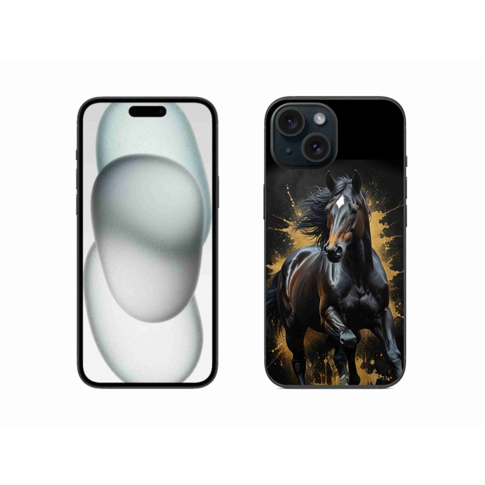 Gélový kryt mmCase na iPhone 15 - elegantný čierny žrebec