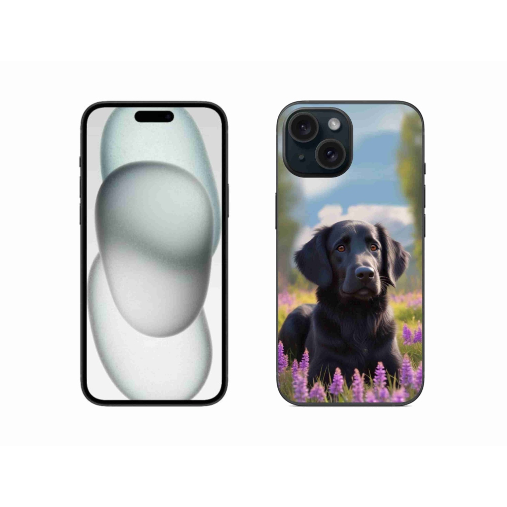Gélový kryt mmCase na iPhone 15 - elegantný čierny retriever