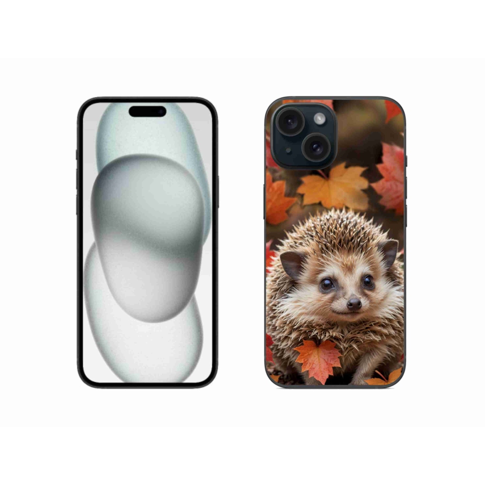 Gélový kryt mmCase na iPhone 15 - ježko v lístii