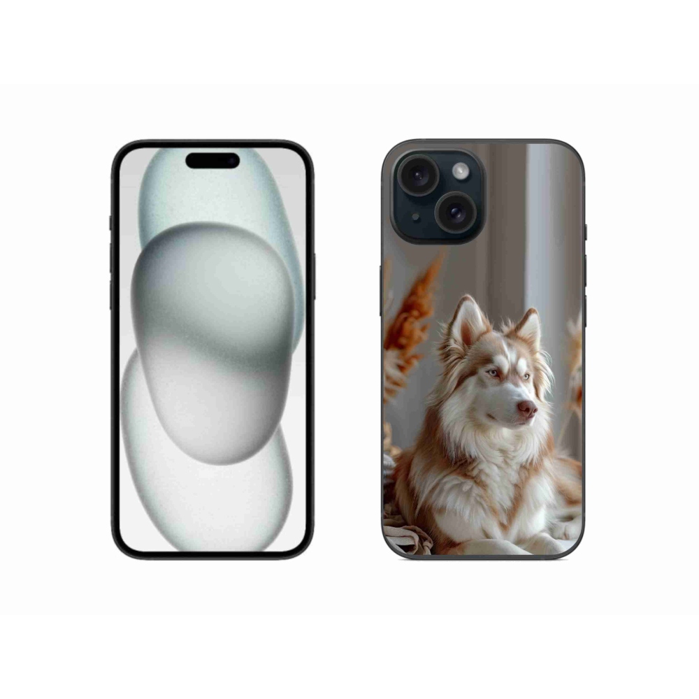 Gélový kryt mmCase na iPhone 15 - pokojný sibírsky husky