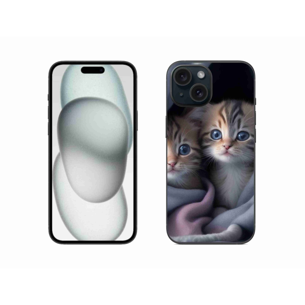 Gélový kryt mmCase na iPhone 15 - mačacie duo 2