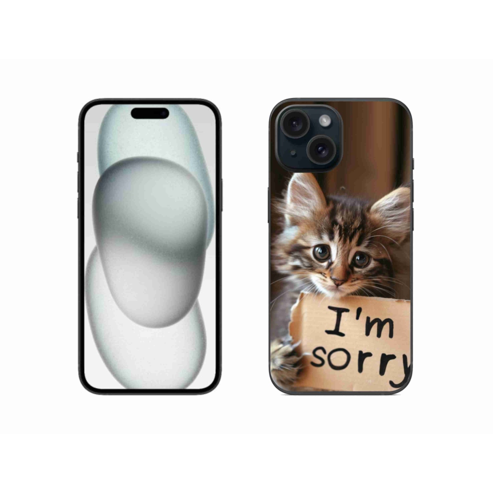 Gélový kryt mmCase na iPhone 15 - mačacie ospravedlnenie