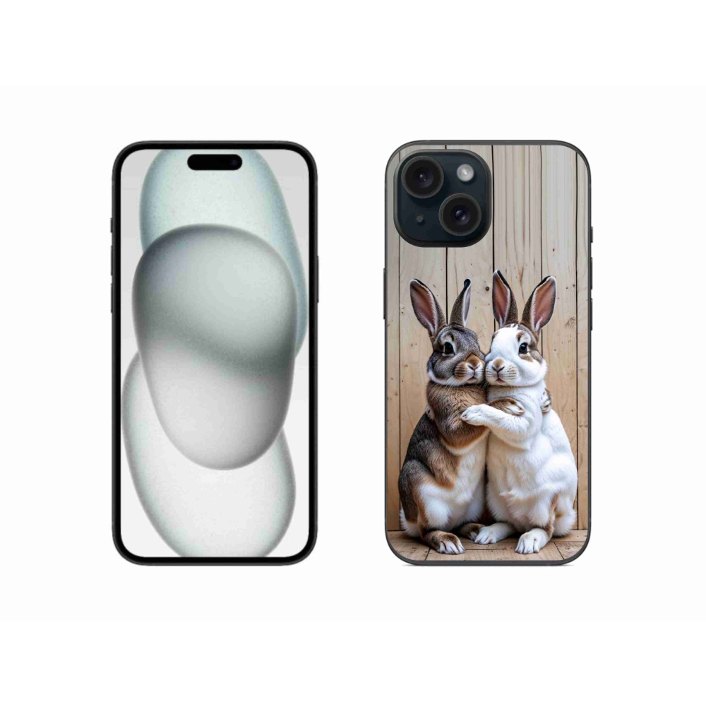 Gélový kryt mmCase na iPhone 15 - králičie pár
